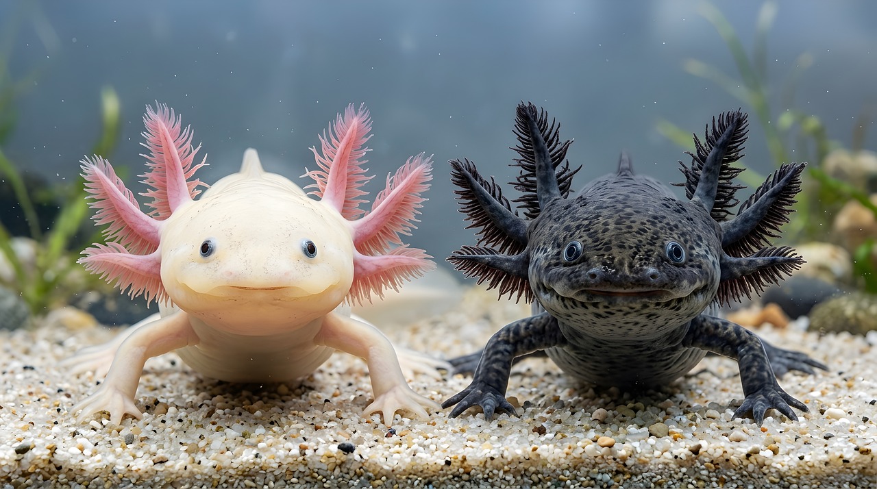 The Ultimate Beginner's Axolotl Guide: What to Know Before You Buy axolotl, salamander, amphibian, leucistic, wild type, pink, black, spotted, underwater, aquarium, cute, exotic, pet, water dragon, gills, larvae, mexico, aquatic, nature, biology, zoology